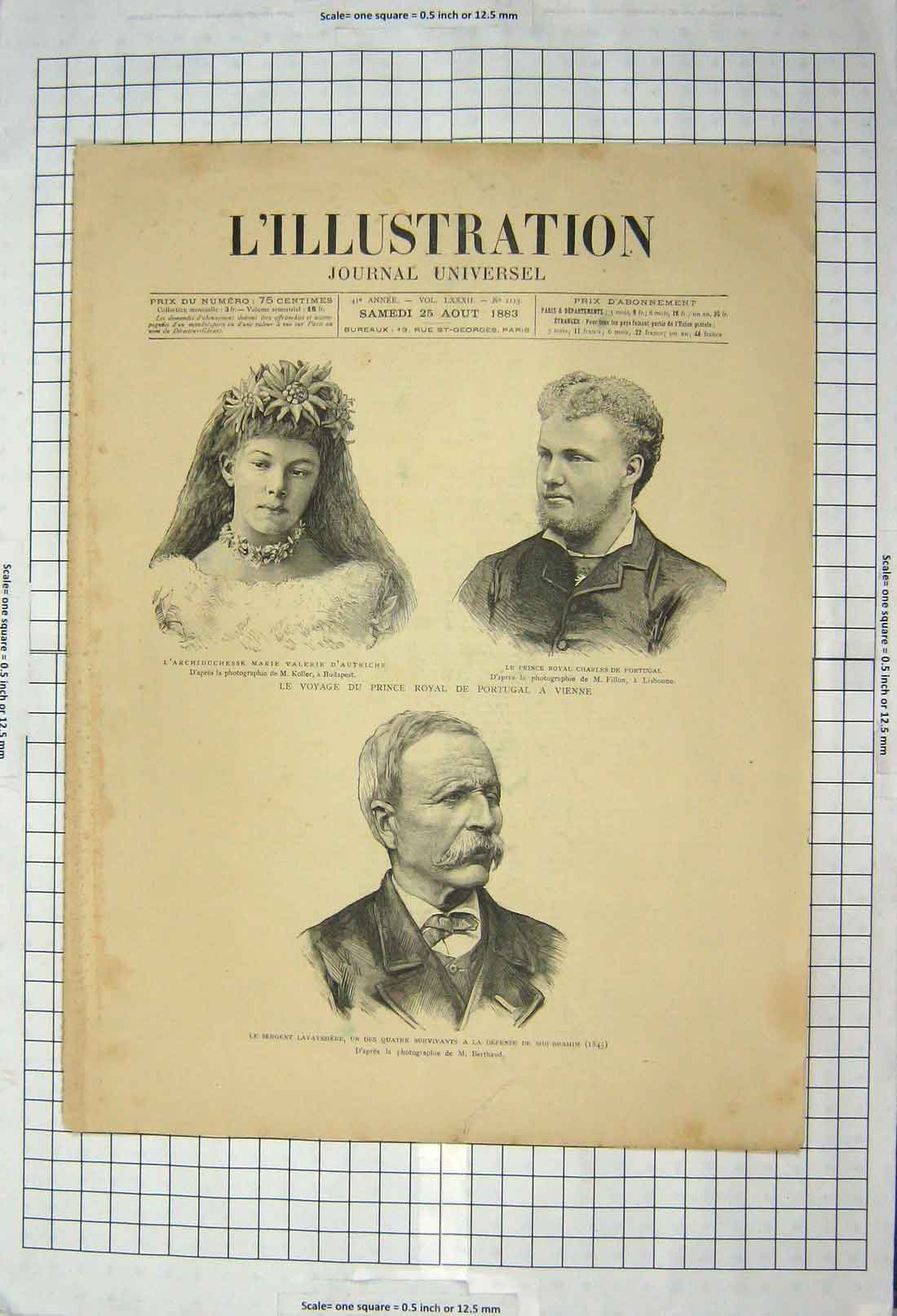 Original Old Antique Print 1883 Portrait Marie Valerie D'Autriche Lavayssiere