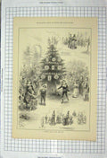 Original Old Antique Print 1886 Juvenile Party New Club Children Christmas 19th
