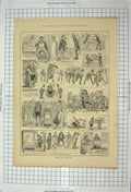 Original Old Antique Print 1885 Brown Fancy Dress Ball Policeman Costumes 19th