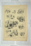 Original Old Antique Print 1885 Antiquarian Outing Artists Policeman Horse 19th