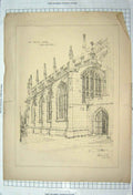 Original Old Antique Print Trinity Chapel Cirencester Church Architecture