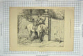 Original Old Antique Print 1885 Morning Call Man Horse Dog House Wall Victorian