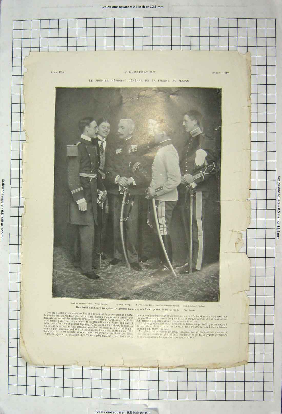 Old Antique Print 1912 General France Maroc Lyautey Choisy-Le-Roi Bonnot 20th