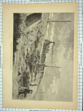Original Old Antique Print Passenger Train Railway Transport Balaca