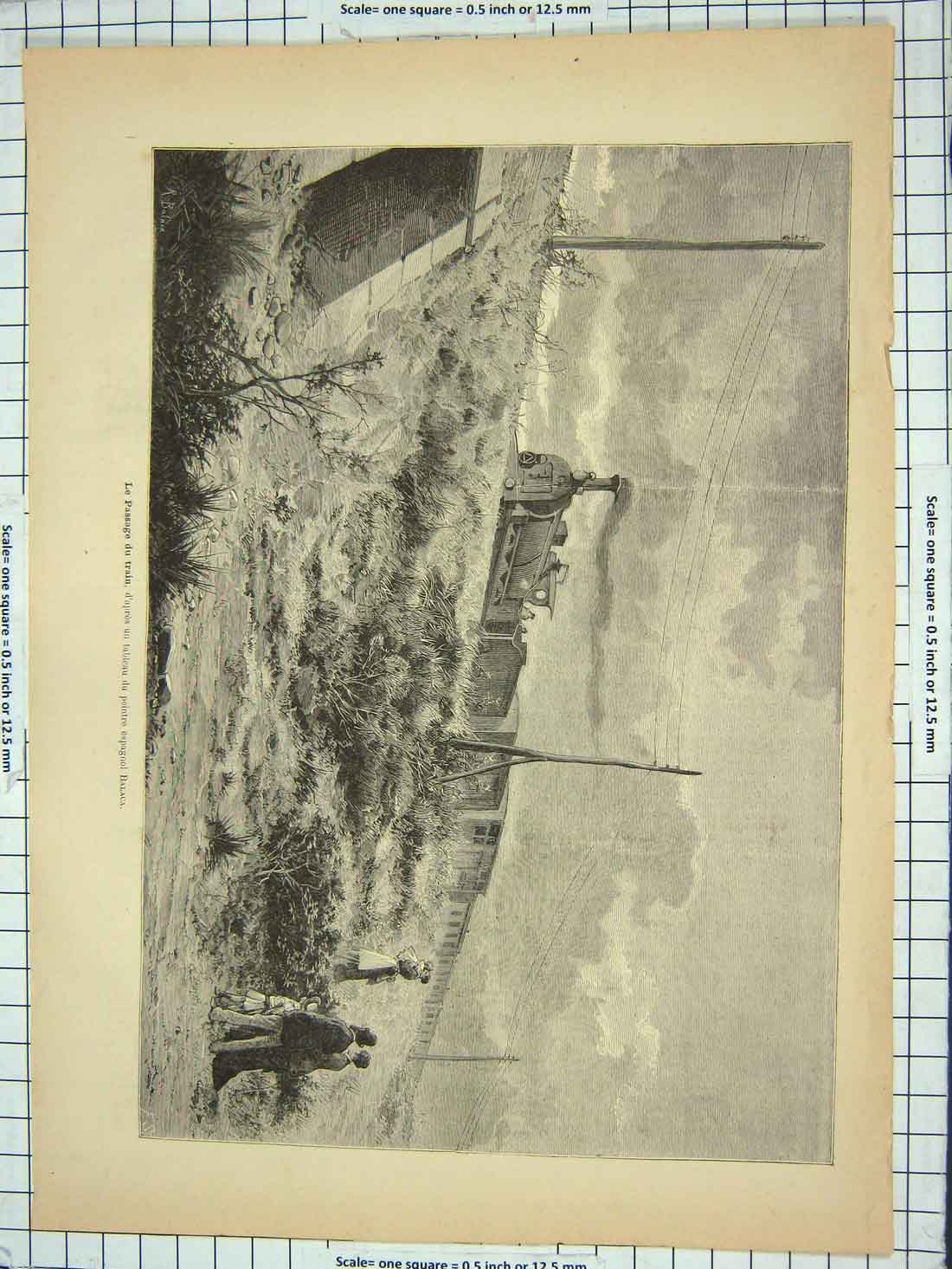 Original Old Antique Print Passenger Train Railway Transport Balaca