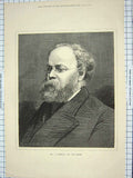 Original Old Antique Print 1875 Portrait Plimsoll M.P. Derby Parliament 19th