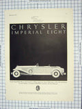 Original Old Vintage Print 1930 Advertisement Chrysler Imperial Eight Motor Car
