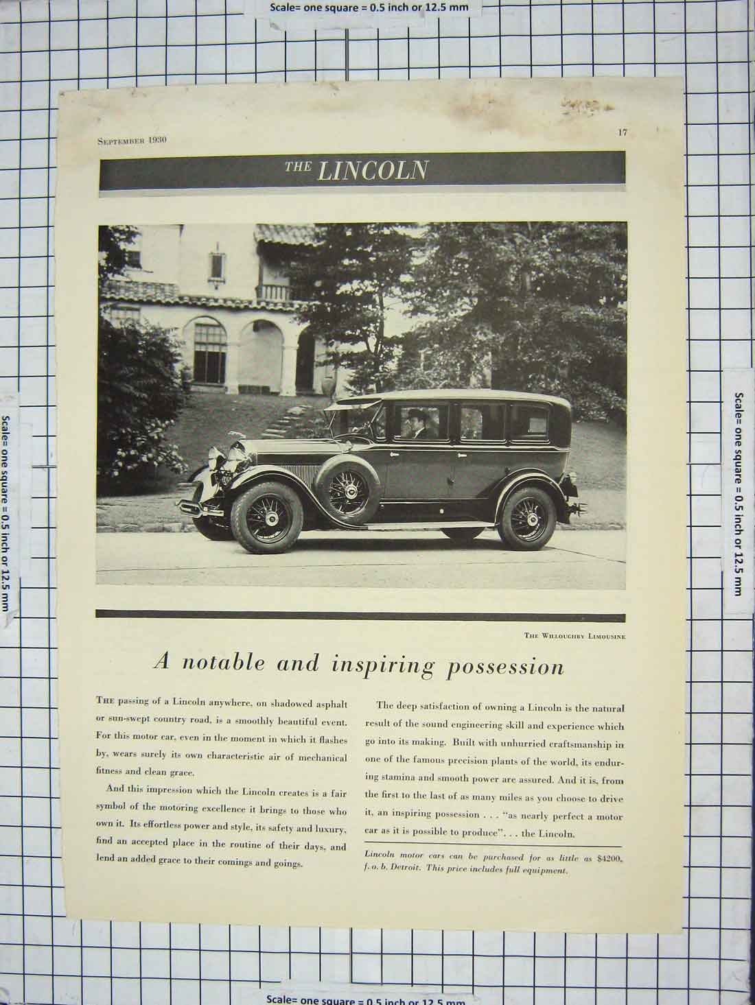 Original Old Antique Print Advertisement Lincoln Motor Car Transport
