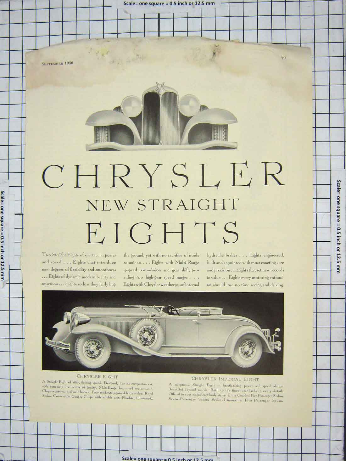 Original Old Antique Print Advertisement Motor Car Chrysler Transport