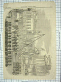 Original Old Antique Print 1861 Prince Consort Foundation Post Office Edinburgh