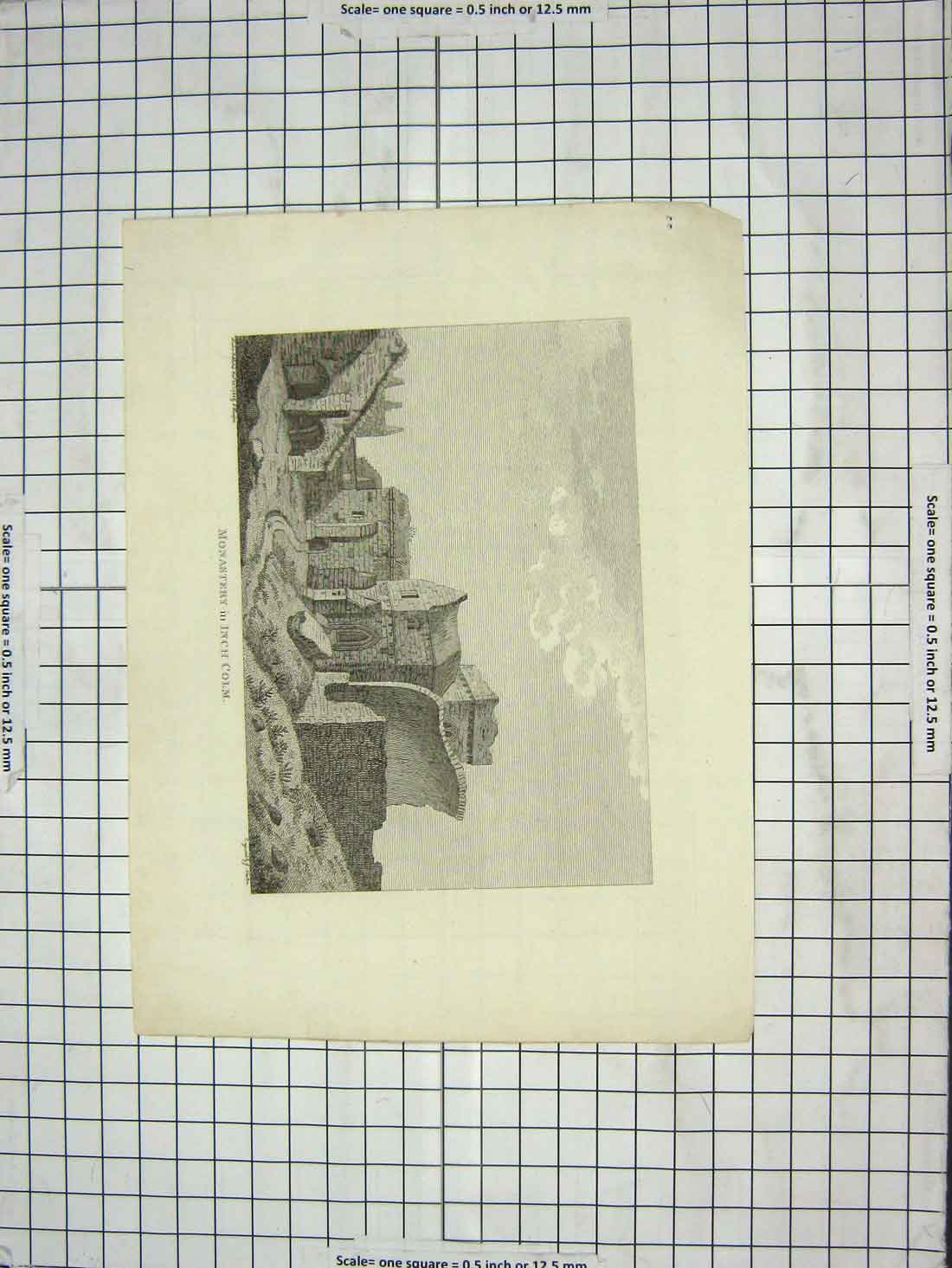 Original Old Antique Print Engraving Monastery Inch Colm 1888 Hooper Victorian