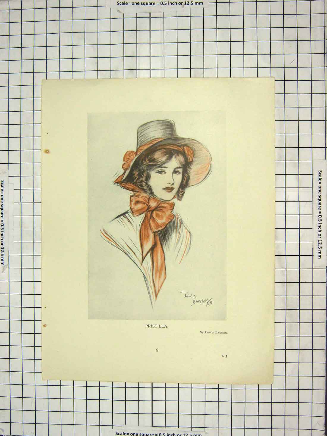Old Antique Print Portrait Priscilla Baumer Family Woman Children Pram