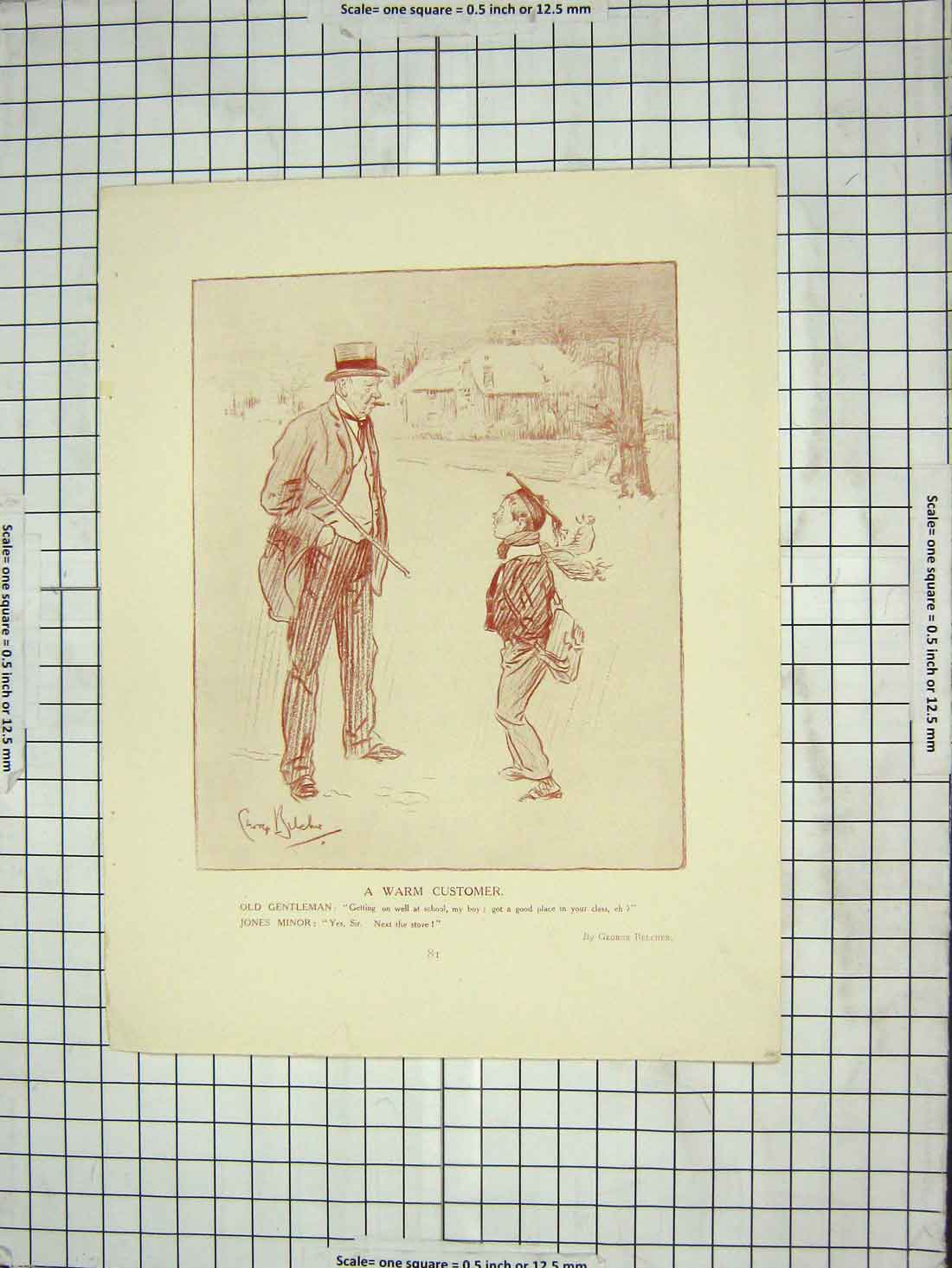 Original Old Antique Print Man School Boy Belcher Pageant Costumes Harrison