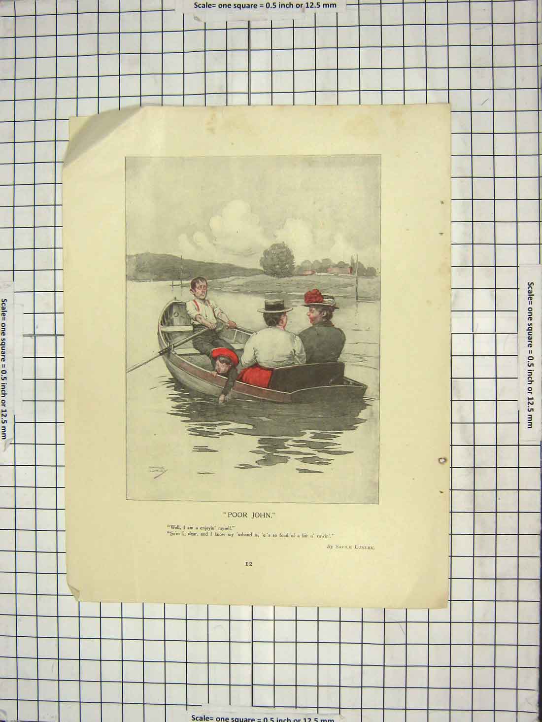 Old Antique Print Family Boat Trip River Lumley Passenger Train Belcher