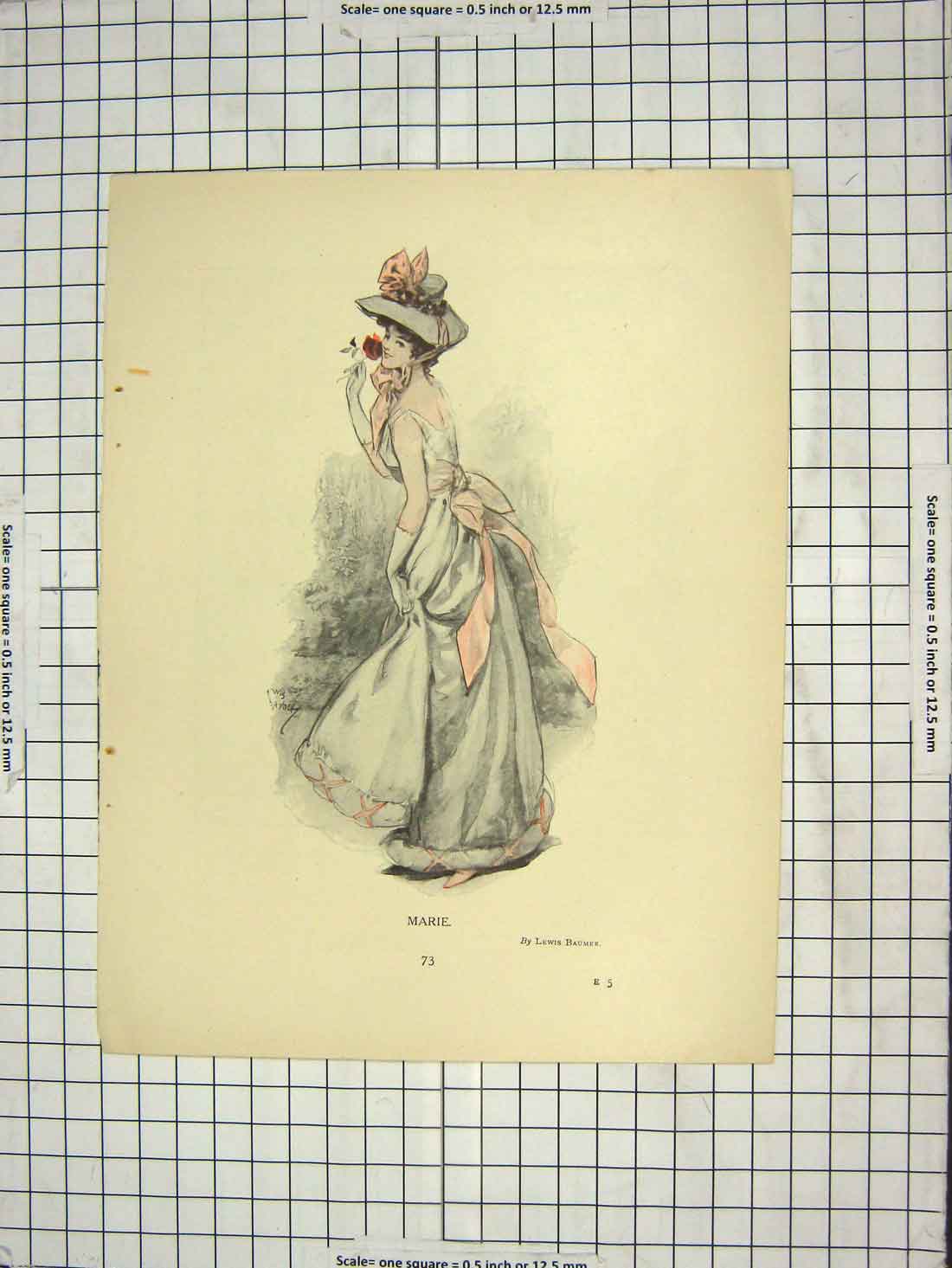 Original Old Antique Print Portrait Marie Baumer Policeman Pie Corner Burton