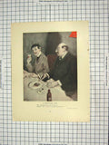 Original Old Antique Print Men Eating Dinner Collins Moses Huskinson