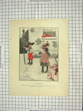 Original Old Antique Print Colour Children Crying Harrison Street Theatre