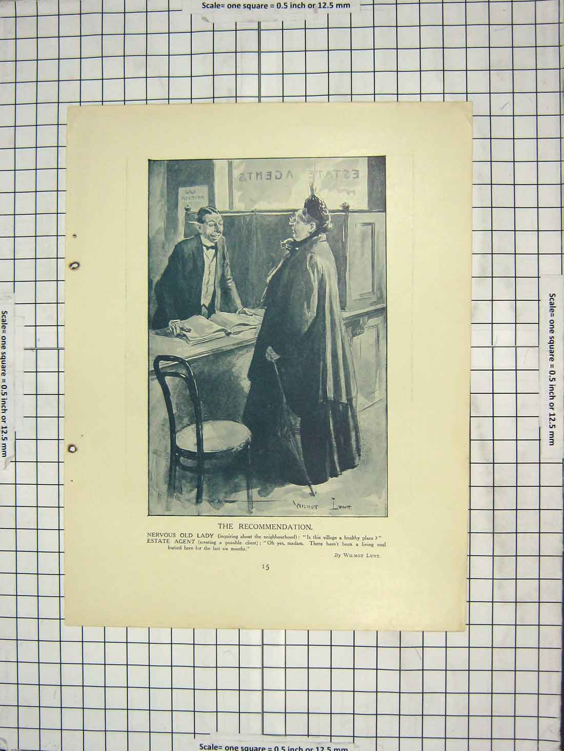 Old Antique Print Estate Agents Lady Man Lunt Travellers Ermyntrude Lee