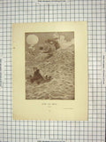 Original Old Antique Print Ship Wreck Rescue Rountree Romance Children Pears