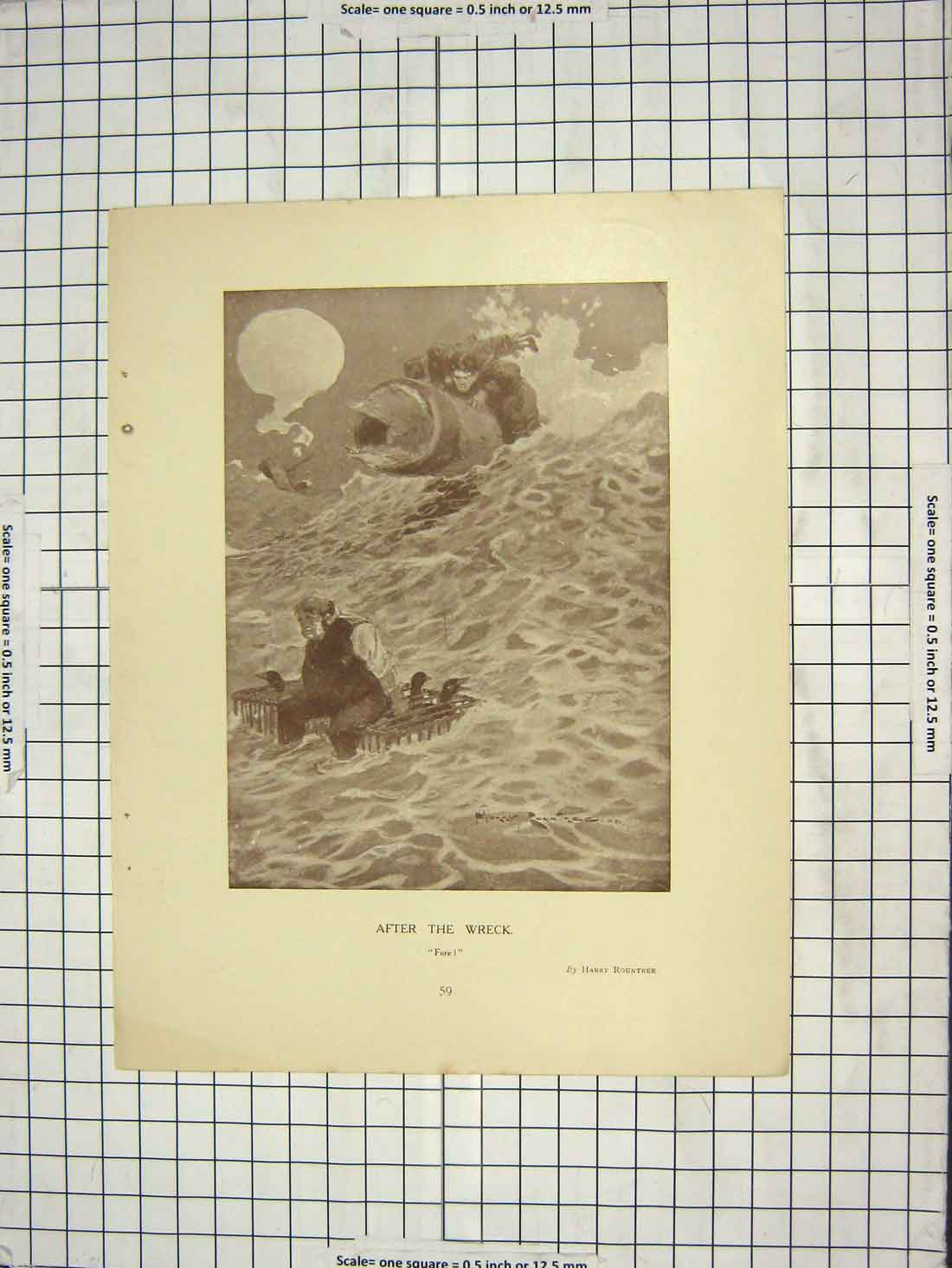Original Old Antique Print Ship Wreck Rescue Rountree Romance Children Pears