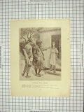 Original Old Antique Print Sport Golf Men Farmer Man Dog Fisherman Colour