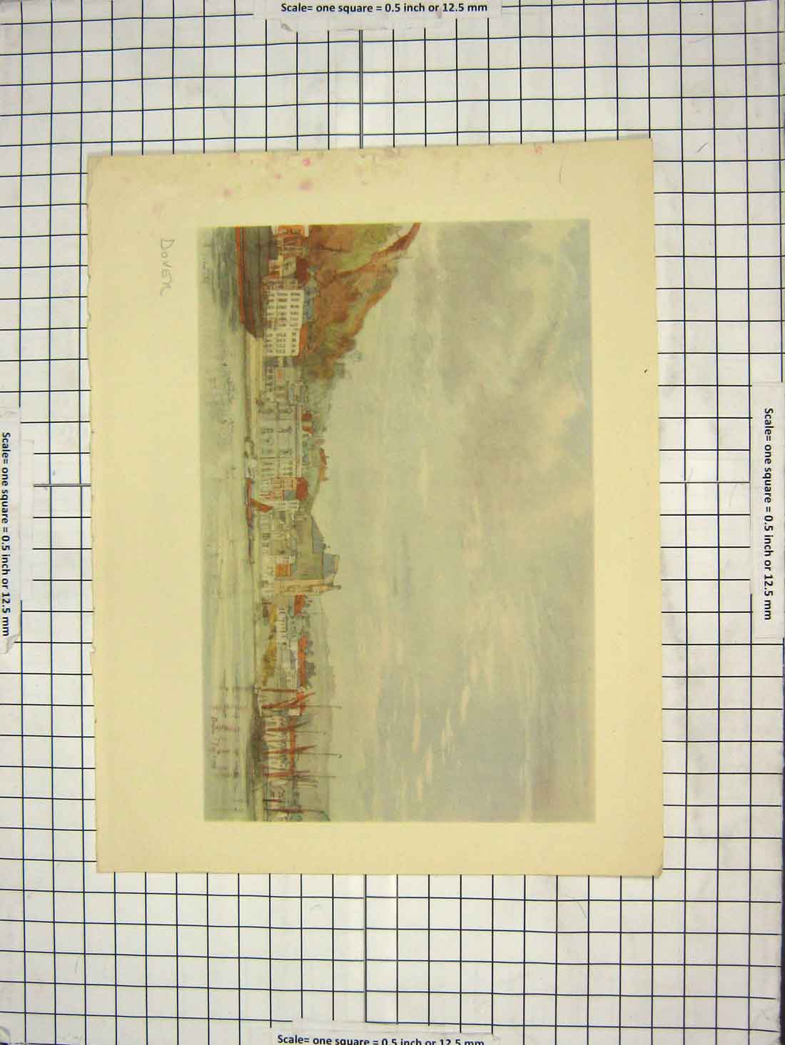 Original Old Antique Print View Dover England White Hart Hotel Bromley Colour