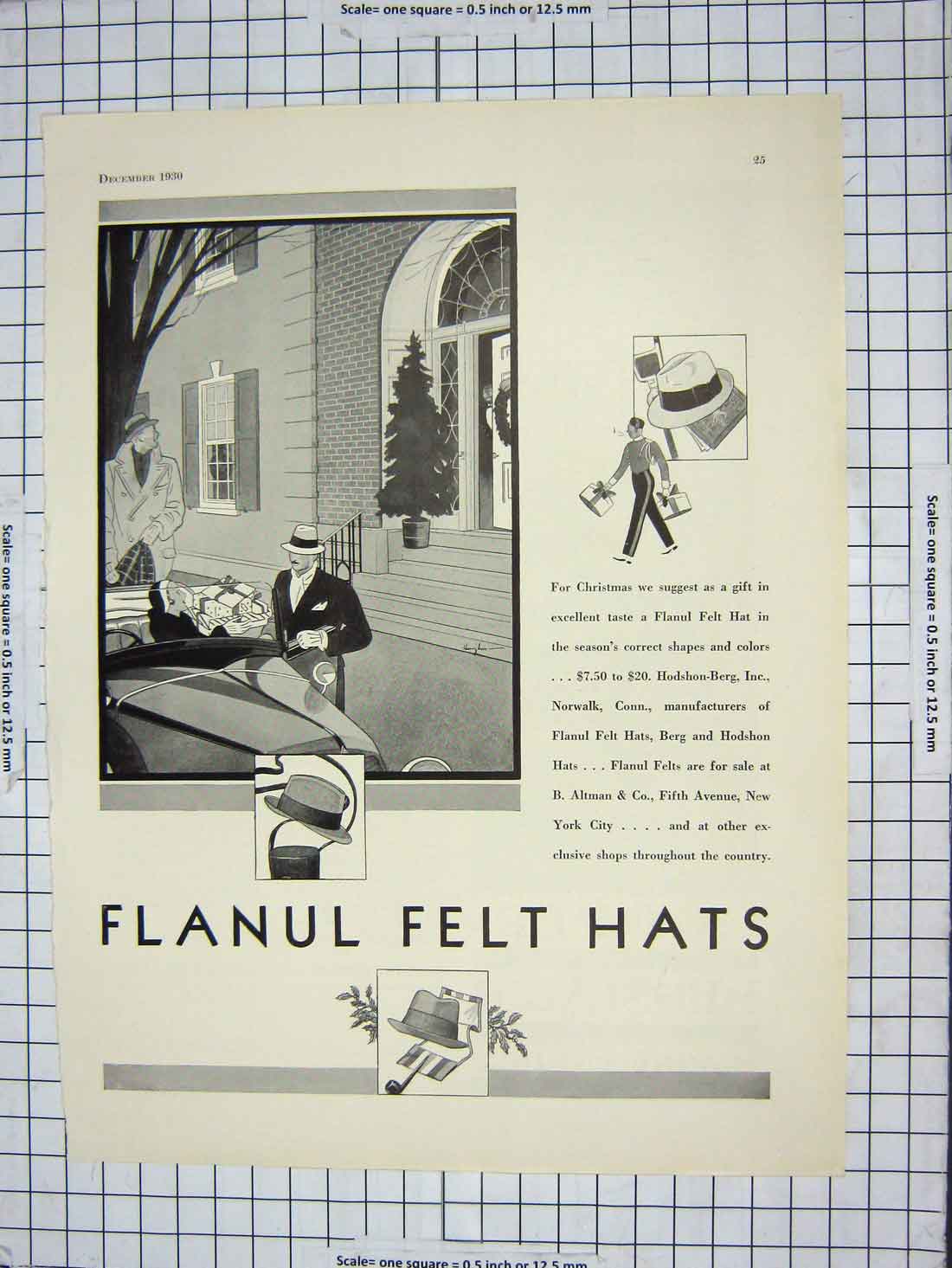 Old Antique Print Advertisement Flanul Felt Hats Cooper Marine Engines