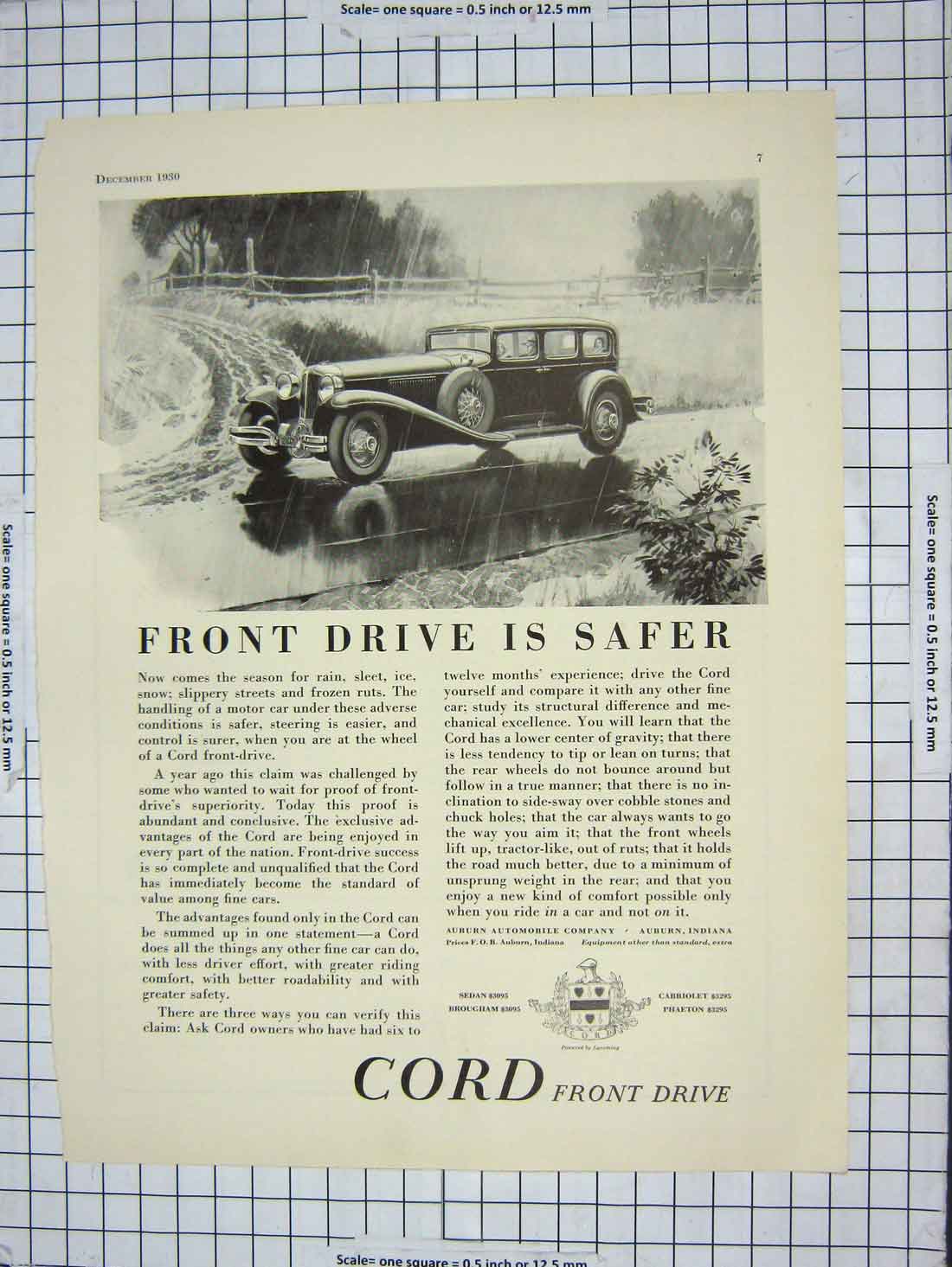 Original Old Antique Print Advertisement Cord Motor Car Cycles Sportsman