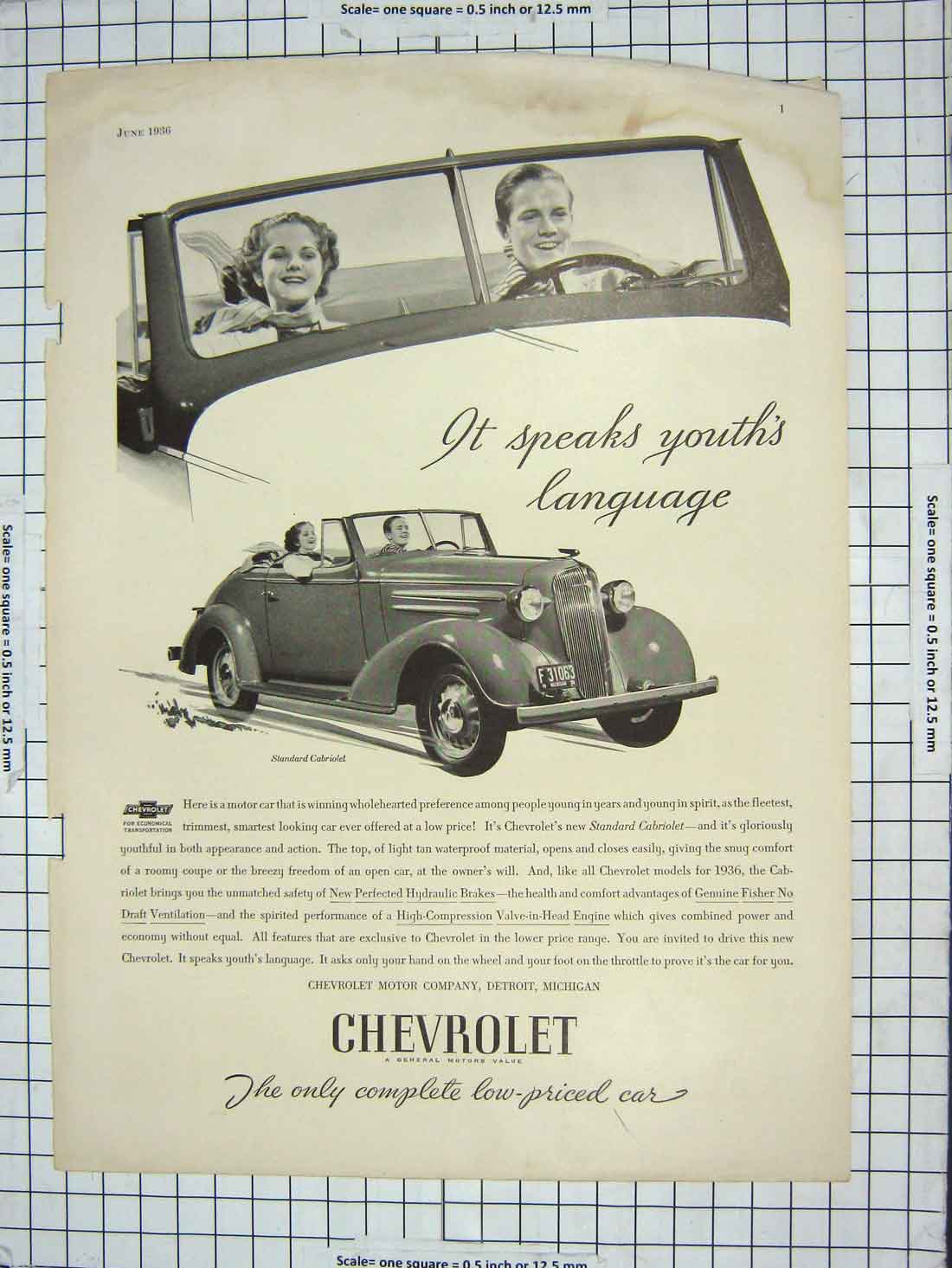 Original Old Antique Print Advertisement Chevrolet Morot Car Sportsman Charter