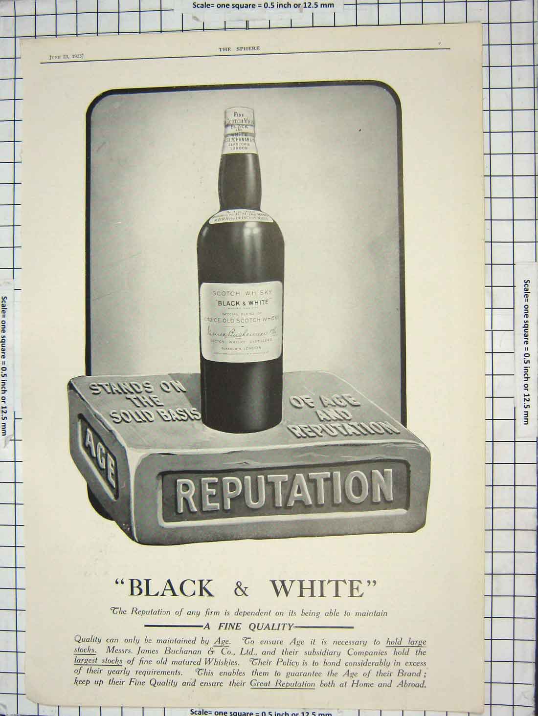 Old Antique Print Advertisement Black White Scotch Whisky Harrods Shell