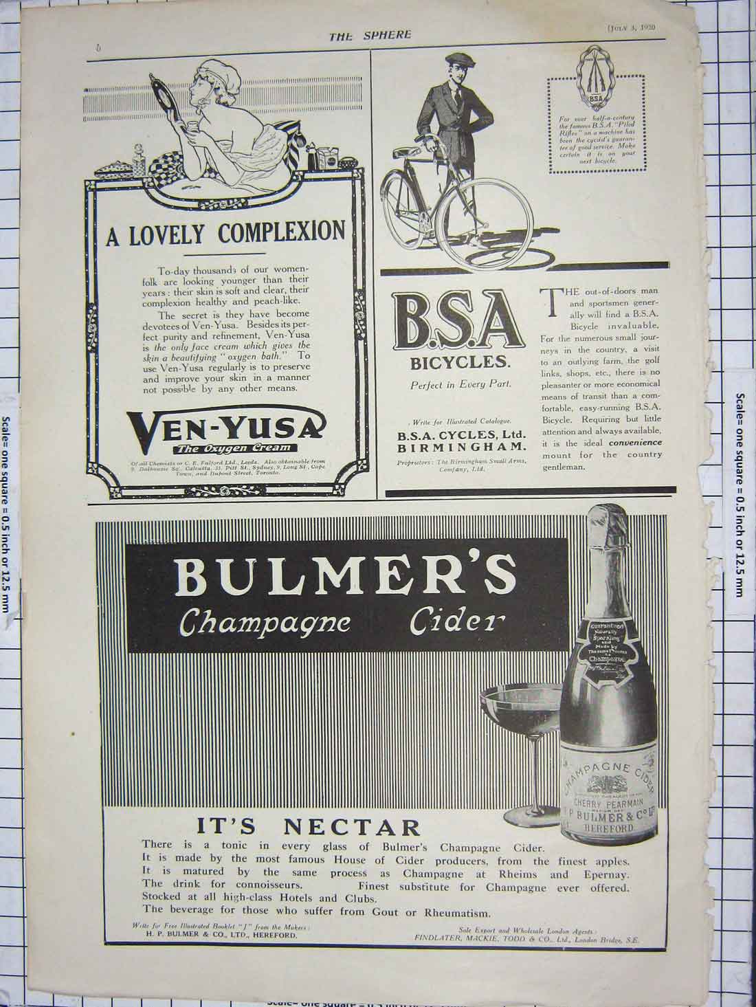 Antique Old Print Advertisement Bulmer'S Champagne Cider Bicycles Vickery