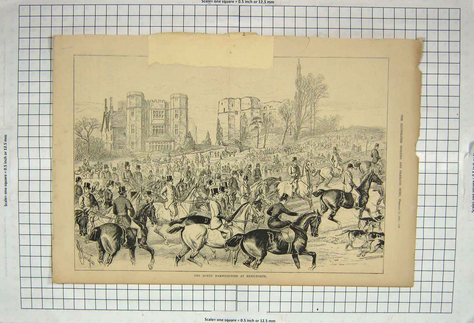 Original Old Antique Print 1880 North Warwickshire Kenilworth Hunting Sport