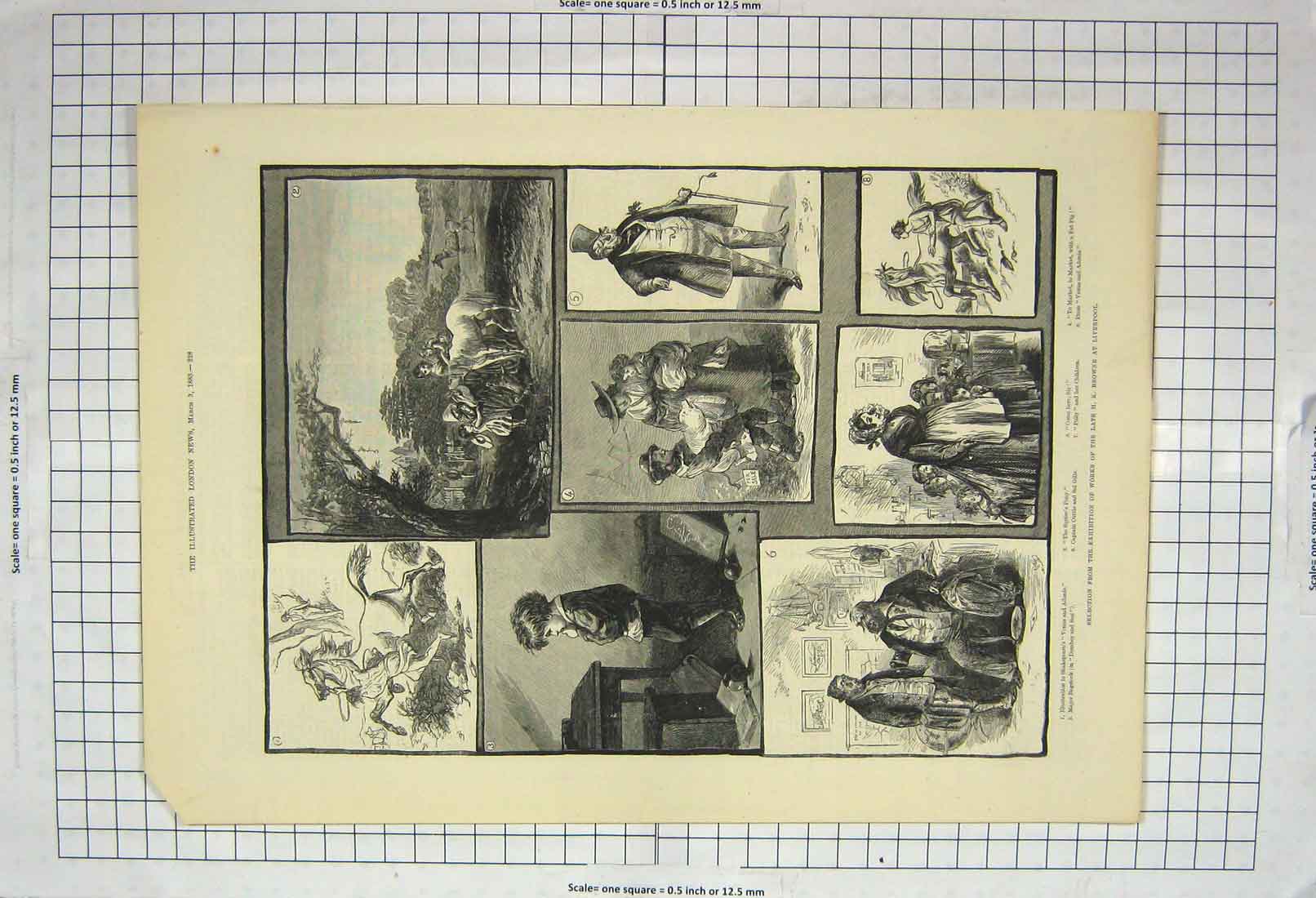 Original Old Antique Print 1883 Exhibition Art Works Browne Liverpool People