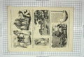 Old Antique Print 1858 Native Life India Sikh Horse Sepoy Hunting Leopard 19th