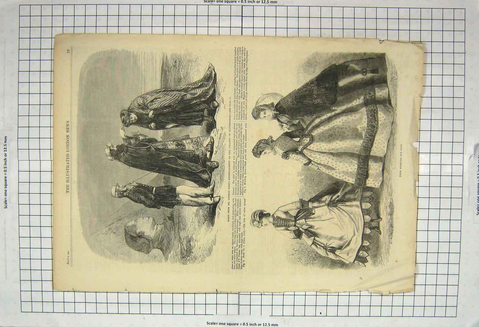 Original Old Antique Print 1864 Paris Fashion German Reed Entertainment Gallery