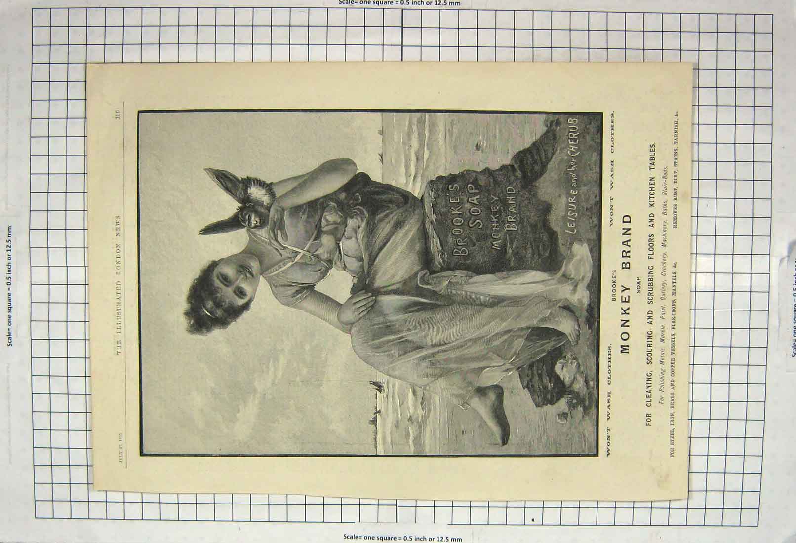 Old Antique Print 1893 Advertisement Monkey Brand Soap Washing Cleaning 19th