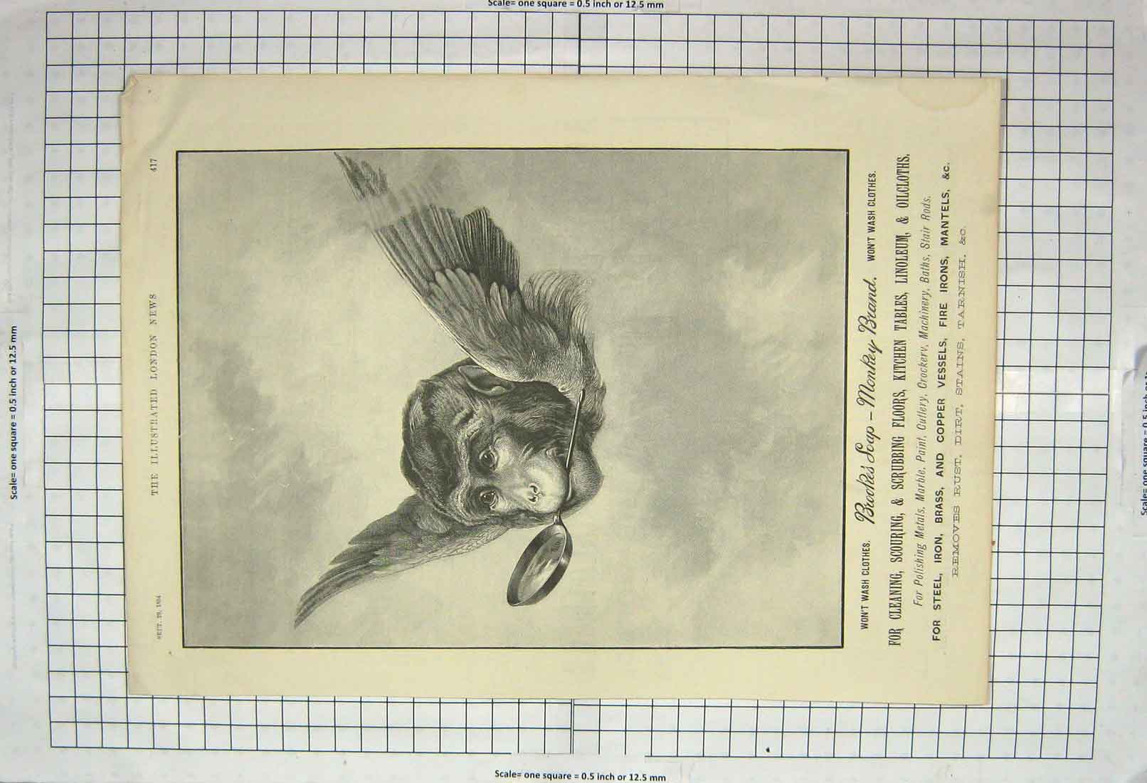 Old Antique Print 1894 Advertisement Monkey Brand Cleaning Soap Washing 19th