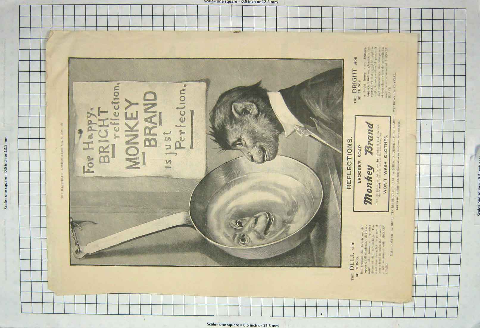 Old Antique Print 1900 Advertisement Monkey Brand Soap Washing Cleaning 20th