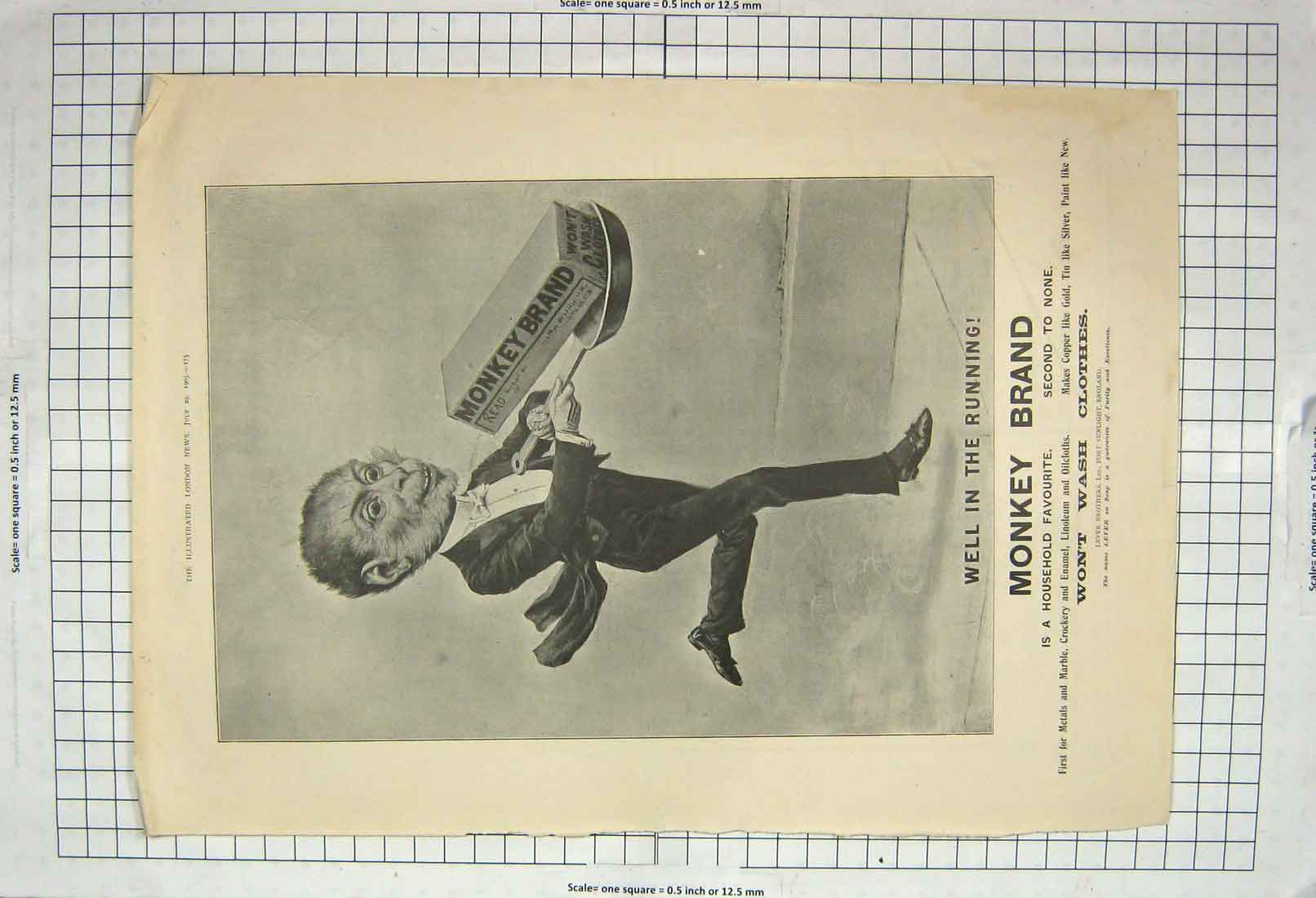 Old Antique Print 1905 Advertisement Monkey Brand Cleaning Soap Washing 20th