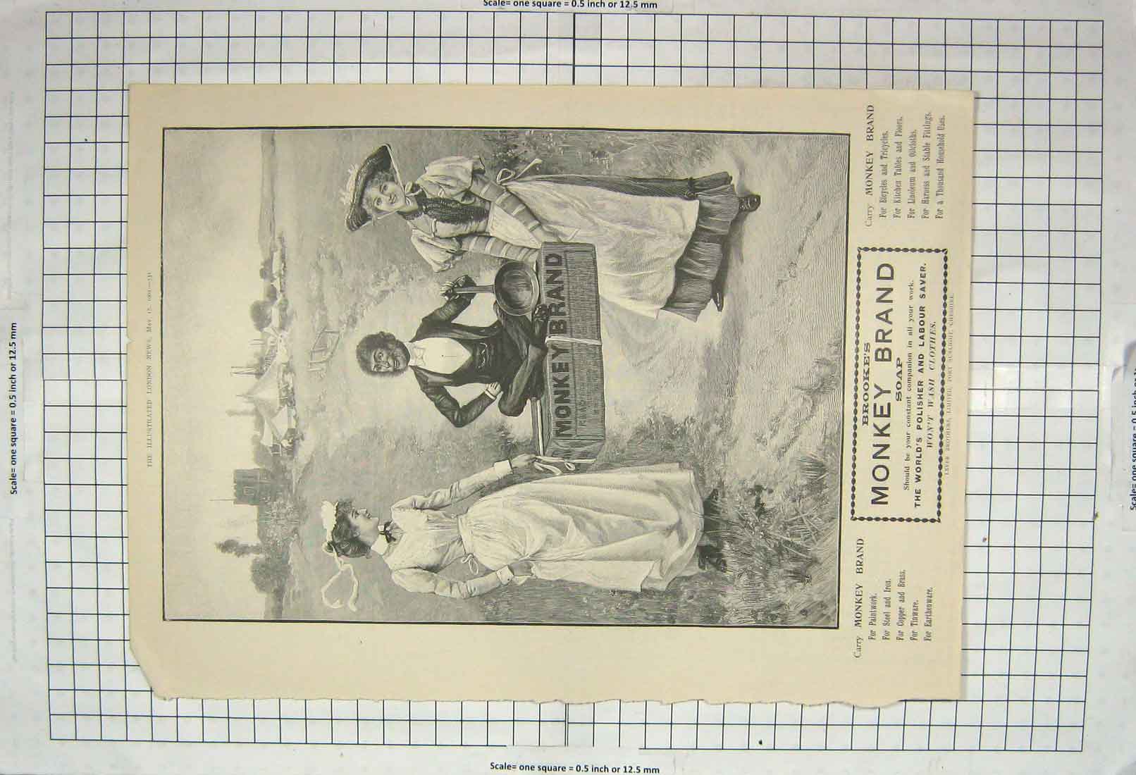 Original Old Antique Print 1902 Advertisement Monkey Brand Soap Washing Clothes