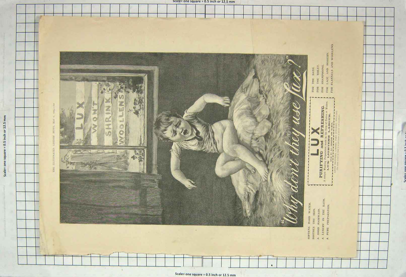 Original Old Antique Print 1904 Advertisement Lux Washing Powder Lever Brothers