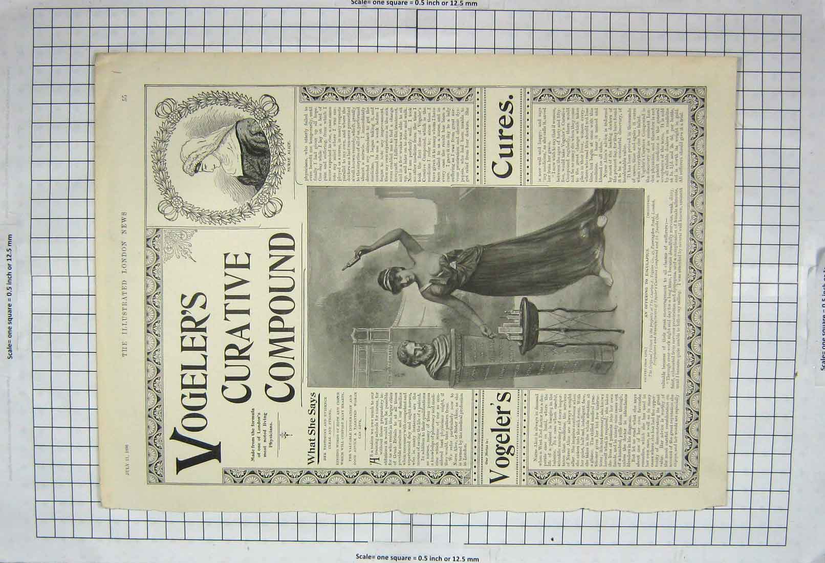 Original Old Antique Print 1896 Advertisement Vogeler'S Curative Compound 19th