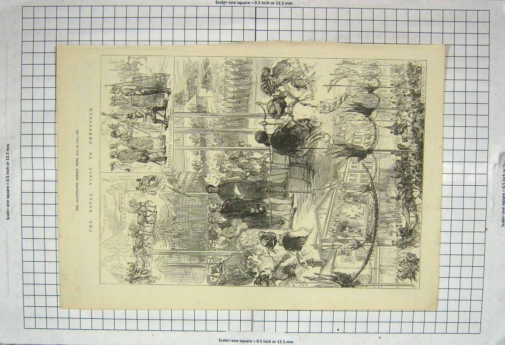 Original Old Antique Print 1875 Royal Visit Sheffield Mayor'S Park England 19th