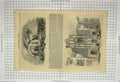 Original Old Antique Print Fire Edinburgh Bramshill Hall Hants Architecture