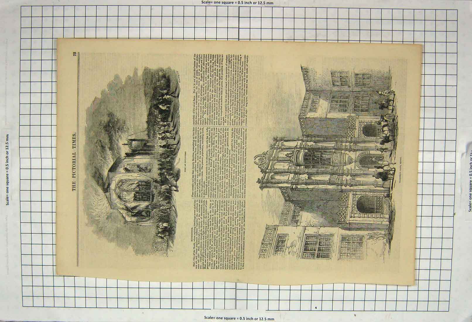 Original Old Antique Print Fire Edinburgh Bramshill Hall Hants Architecture