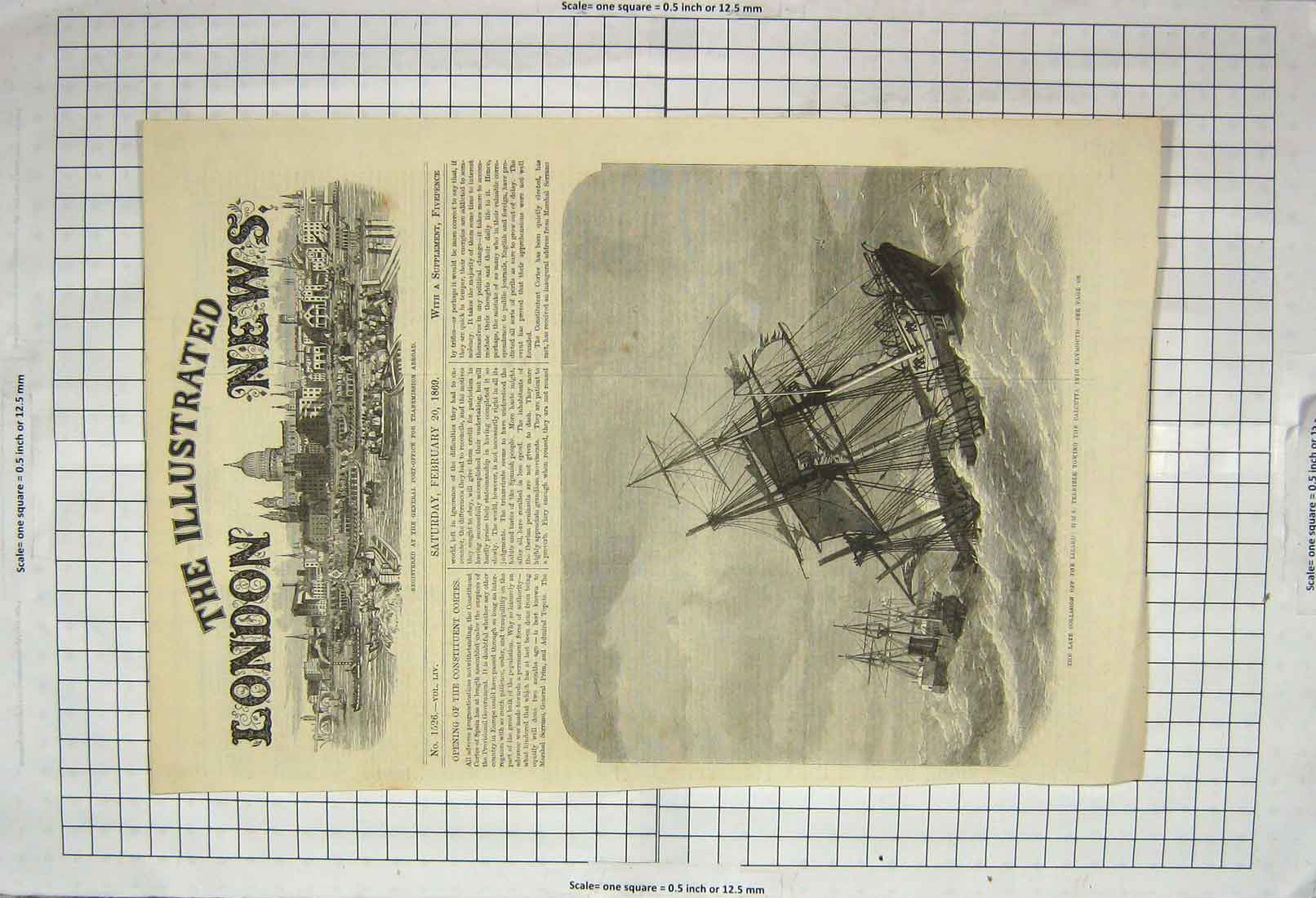 Original Old Antique Print 1869 Ship Collision Lizard H.M.S. Terrible Calcutta