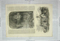 Original Old Antique Print 1855 Bilton Grange Rugby Dejeuner Banqueting Hall