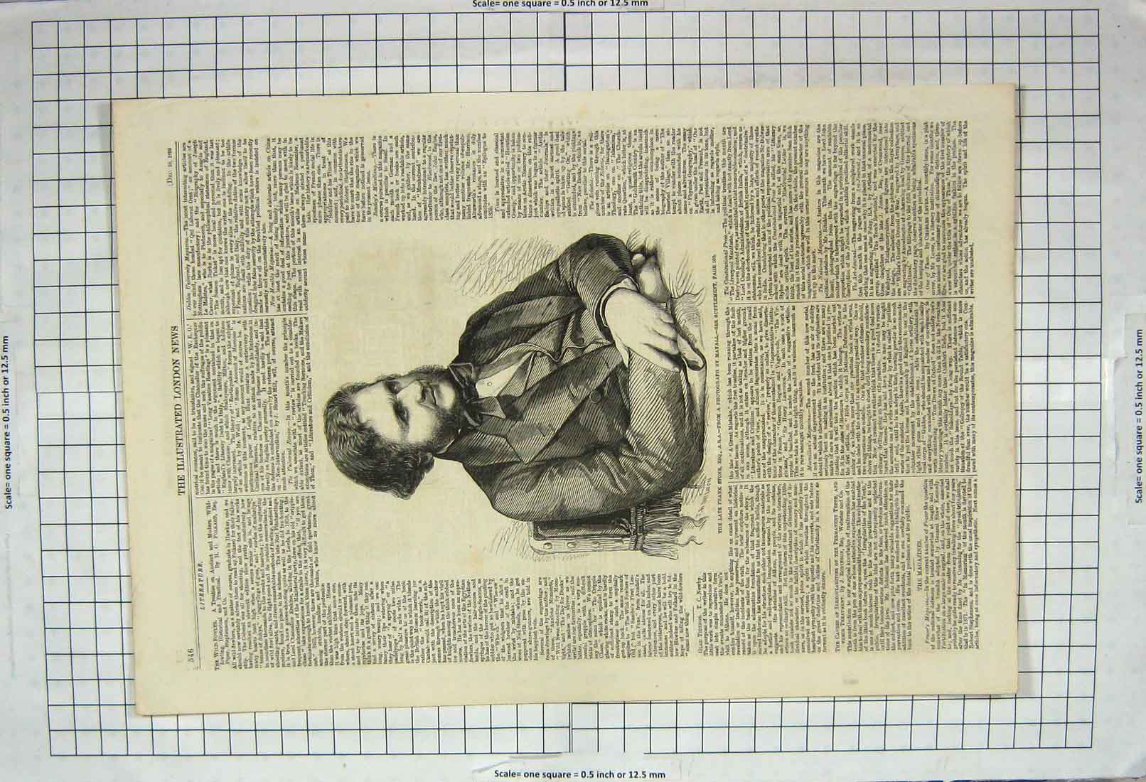 Original Old Antique Print Portrait 1859 Frank Stone Esq A.R.A. Mayall 19th