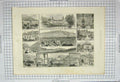 Original Old Antique Print 1887 Aix-Les-Bains Grand Casino Hotel Romain Galerie