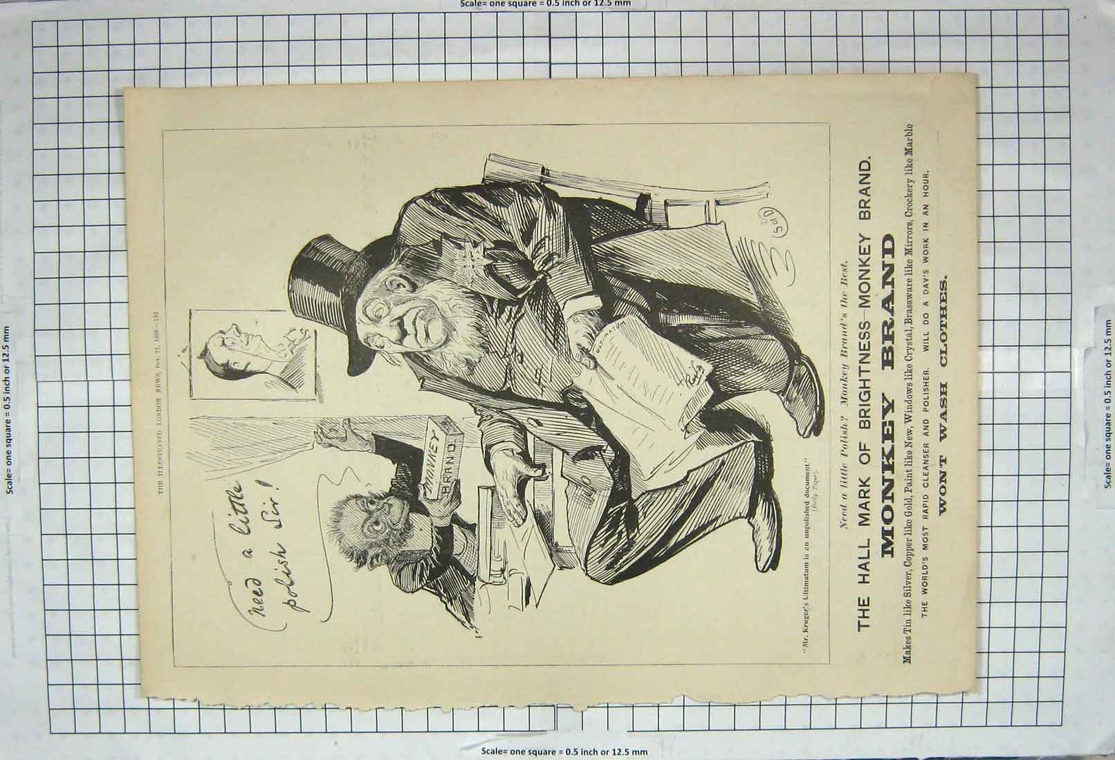Old Antique Print 1899 Monkey Brand Soap Advertisement Washing Cleaning 19th
